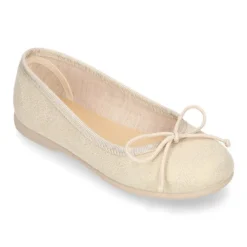 Bailarina niña con lazo ajustable en lona METALIZADA.