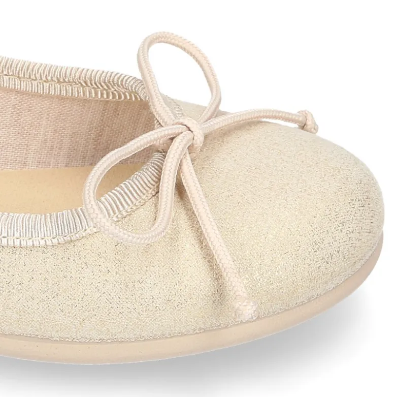 Bailarina niña con lazo ajustable en lona METALIZADA.