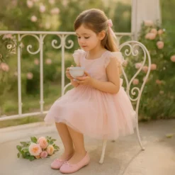 Bailarina niña con lazo en terciopelo de primavera verano.