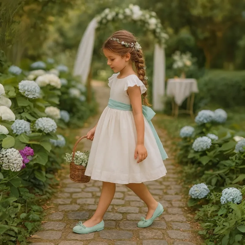 Bailarina niña con lazo en terciopelo de primavera verano.