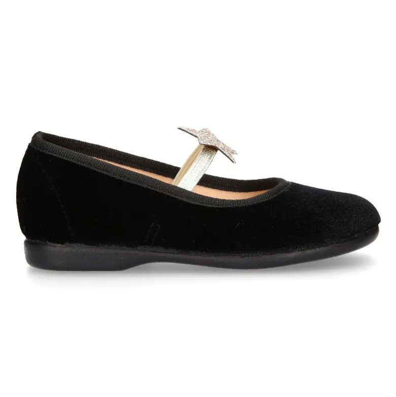Bailarina niña en terciopelo negro de vestir con ESTRELLA.