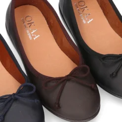 Bailarina Niña Piel Napa lavable con lazo ajustable.