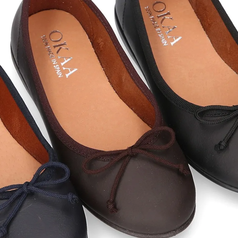 Bailarina Niña Piel Napa lavable con lazo ajustable.