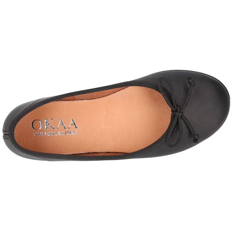 Bailarina Niña Piel Napa lavable con lazo ajustable.