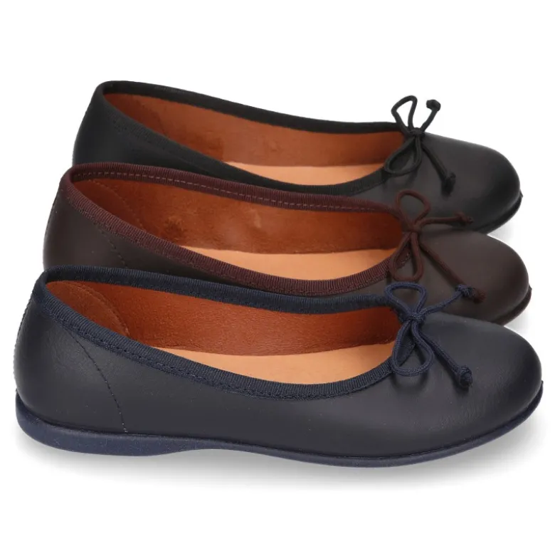 Bailarina Niña Piel Napa lavable con lazo ajustable.