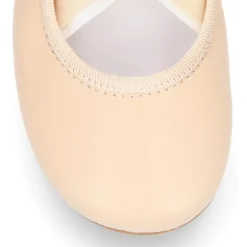 Bailarina niña tipo Ballet con cintas cruzadas elásticas en piel NAPA SUAVE en color beige.
