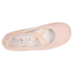 Bailarina niña tipo Ballet con cintas cruzadas elásticas en piel ANTE NUDE.