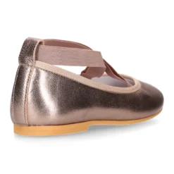Bailarina niña tipo Ballet con cintas cruzadas elásticas en piel bronce.
