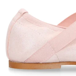 Bailarina niña tipo Ballet punta cuadrada con cintas cruzadas en piel ANTE METALIZADO.