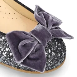 Bailarina niña tipo LUXURY COLLECTION con lazo terciopelo en piel con glitter.
