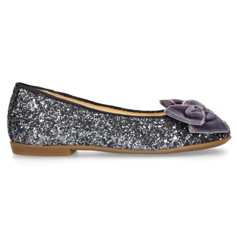 Bailarina niña tipo LUXURY COLLECTION con lazo terciopelo en piel con glitter.