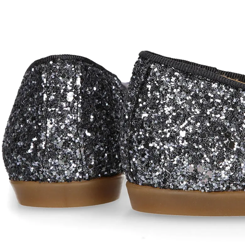 Bailarina niña tipo LUXURY COLLECTION con lazo terciopelo en piel con glitter.