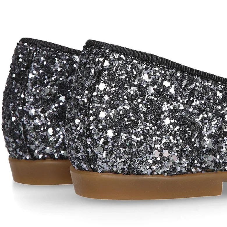 Bailarina niña tipo LUXURY COLLECTION con lazo terciopelo en piel con glitter.