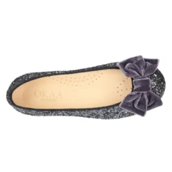 Bailarina niña tipo LUXURY COLLECTION con lazo terciopelo en piel con glitter.