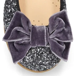 Bailarina niña tipo LUXURY COLLECTION con lazo terciopelo en piel con glitter.