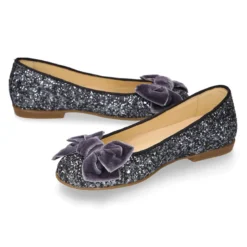 Bailarina niña tipo LUXURY COLLECTION con lazo terciopelo en piel con glitter.