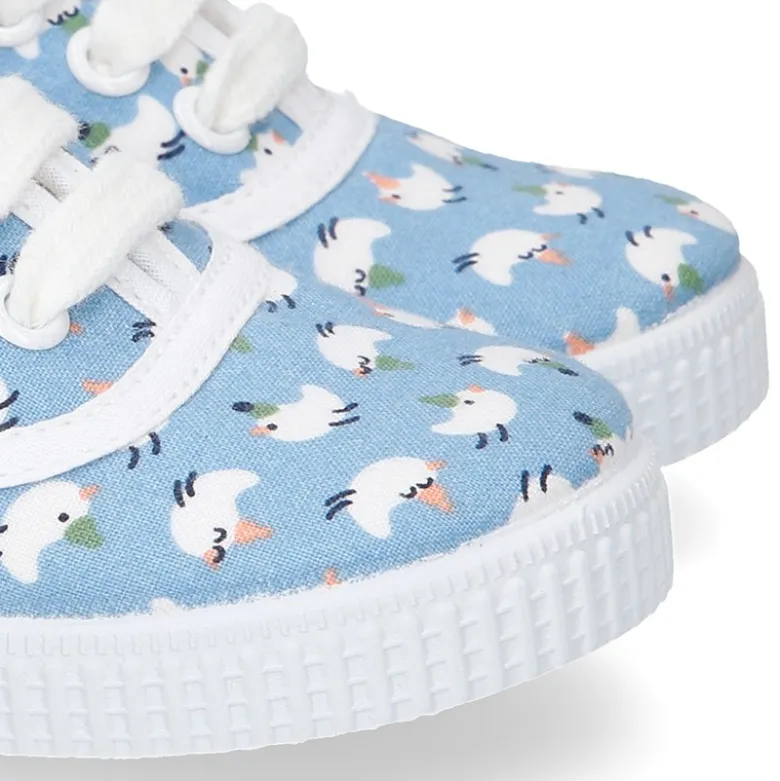 Bamba con cordones en lona con estampado POLLITOS.