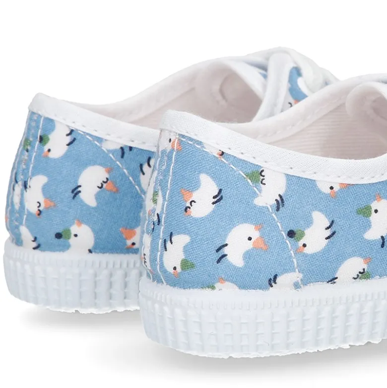 Bamba con cordones en lona con estampado POLLITOS.