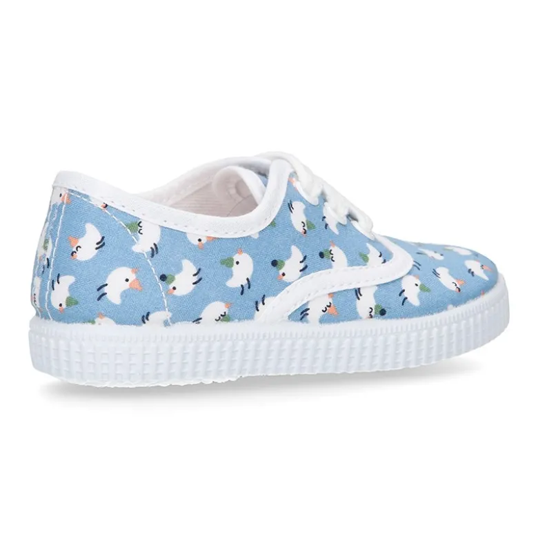 Bamba con cordones en lona con estampado POLLITOS.