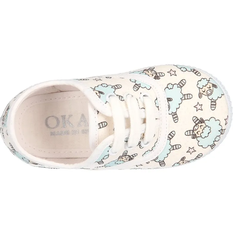 Bamba con cordones en lona con diseño de OVEJITAS.