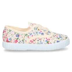 Bamba en lona con cordones y FLORES.