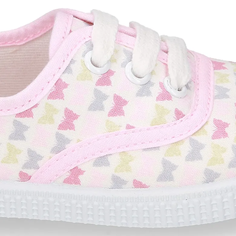 Bamba niña con cordones en lona con estampado MARIPOSAS.