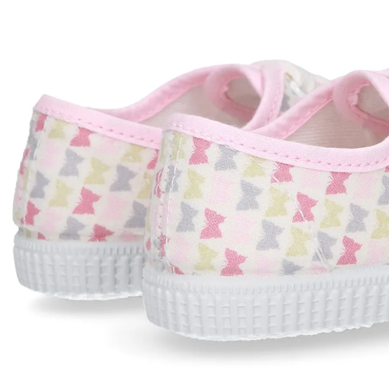 Bamba niña con cordones en lona con estampado MARIPOSAS.