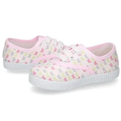 Bamba niña con cordones en lona con estampado MARIPOSAS.