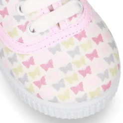 Bamba niña con cordones en lona con estampado MARIPOSAS.