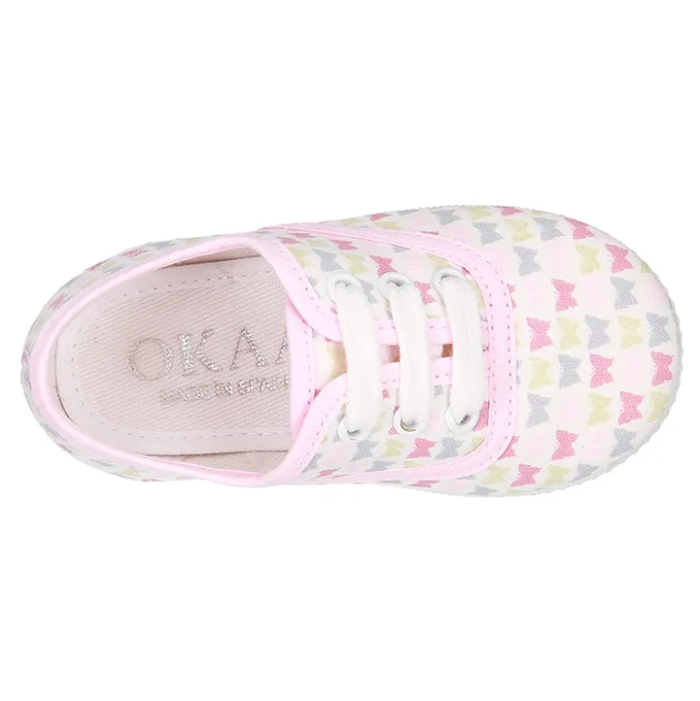 Bamba niña con cordones en lona con estampado MARIPOSAS.