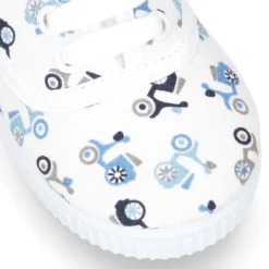 Bamba niño con cordones en lona con estampado MOTOS.