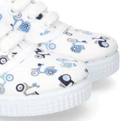 Bamba niño con cordones en lona con estampado MOTOS.