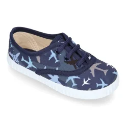 Bamba niño con cordones en lona con estampado AVIONES.