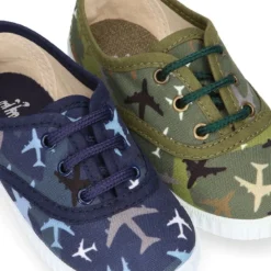 Bamba niño con cordones en lona con estampado AVIONES.