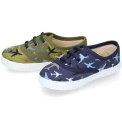 Bamba niño con cordones en lona con estampado AVIONES.