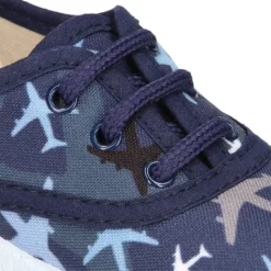 Bamba niño con cordones en lona con estampado AVIONES.