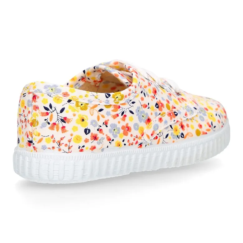 Bamba niños con cordones en lona con FLORES.