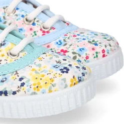 Bamba niños cordones en lona algodón con FLORES.