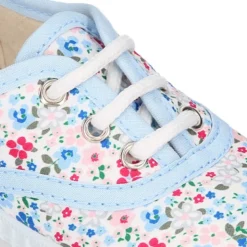 Bamba niños cordones en lona algodón con FLORES.