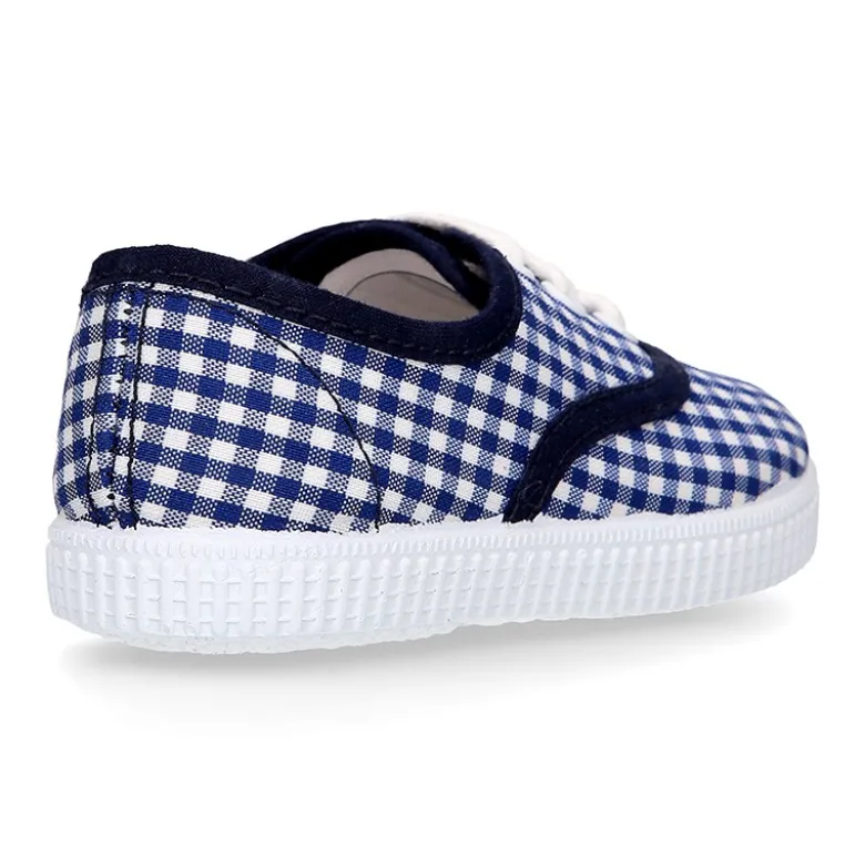Bamba niños en lona VICHY con cordones.