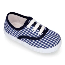 Bamba niños en lona VICHY con cordones.