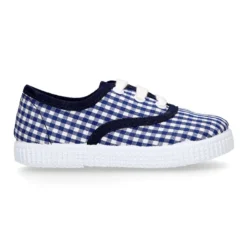 Bamba niños en lona VICHY con cordones.