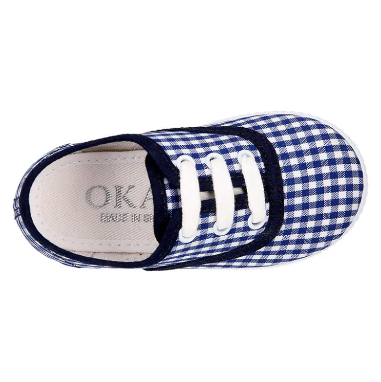 Bamba niños en lona VICHY con cordones.