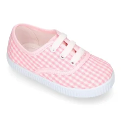 Bamba niños en lona VICHY con cordones.