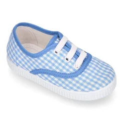 Bamba niños en lona VICHY con cordones.