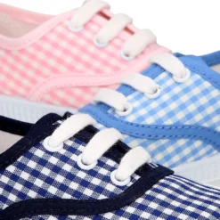 Bamba niños en lona VICHY con cordones.