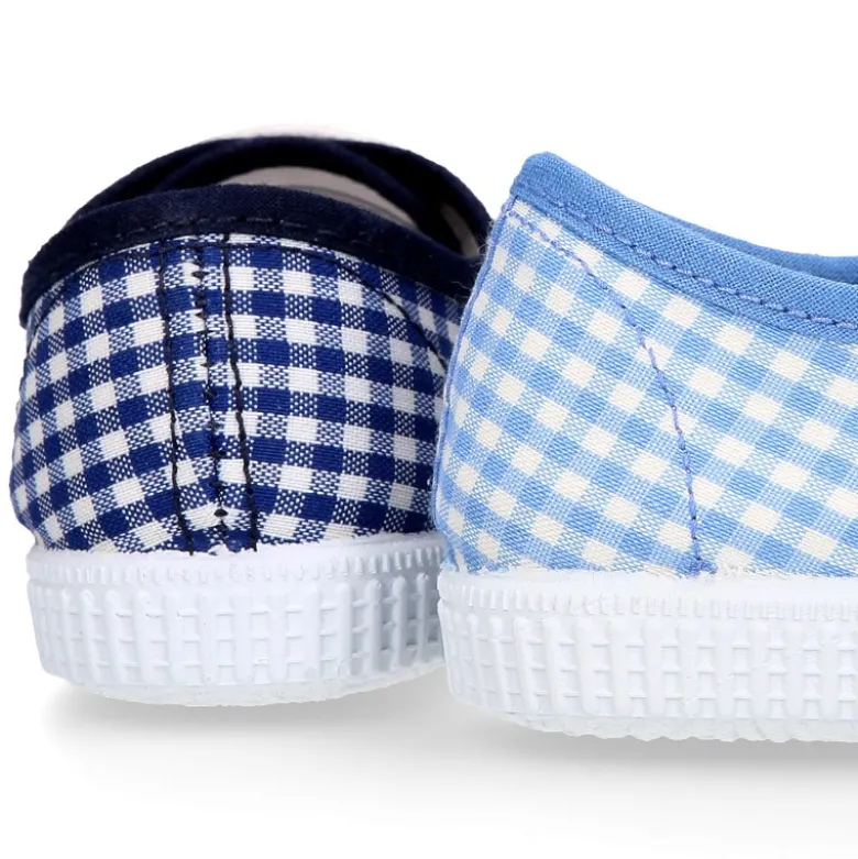 Bamba niños en lona VICHY con cordones.