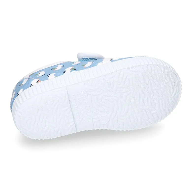 Bamba sin cordones en lona con estampado POLLITOS.