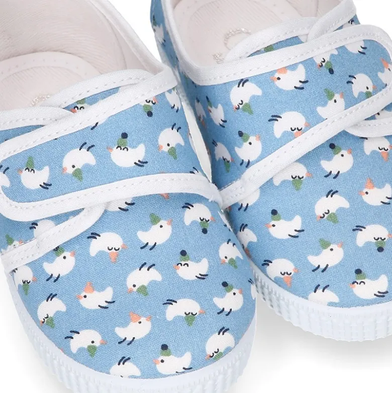 Bamba sin cordones en lona con estampado POLLITOS.