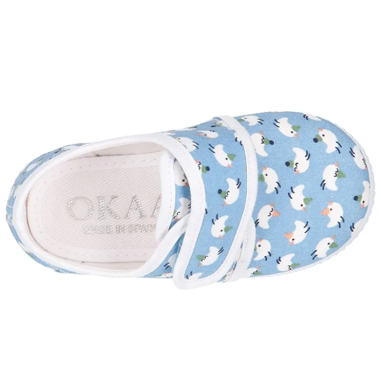 Bamba sin cordones en lona con estampado POLLITOS.